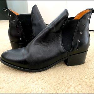 Black leather ankle booties